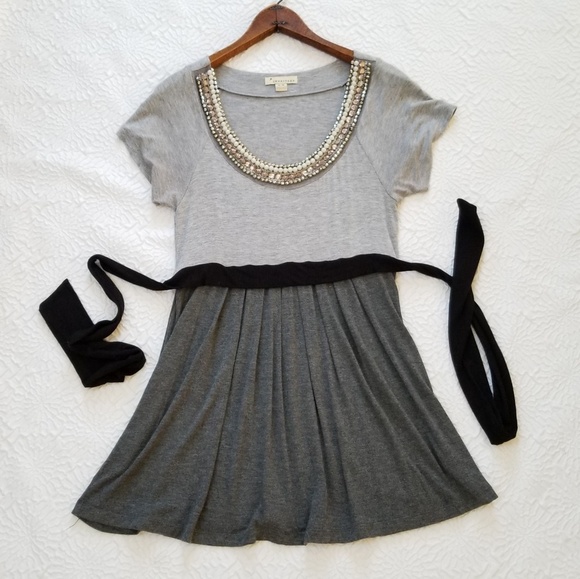 Forever 21 Tops - Twentyone gray/gray beaded tie back t-shirt top
